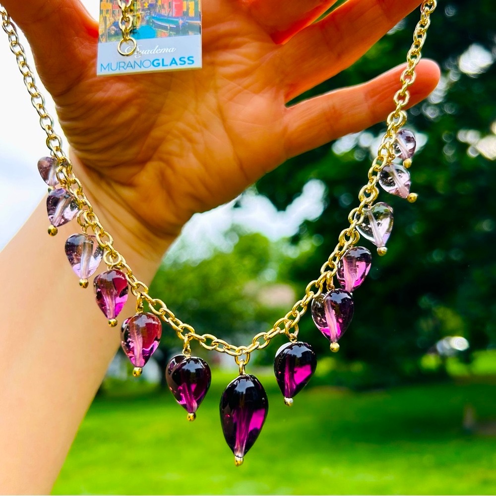Genuine Murano glass hand crafted Italian  heart necklace . - Picture 7 of 8
